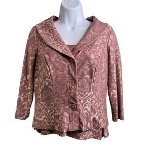 Hanky Panky Women's Dusty Rose Stretchy‎ Romantic Floral Brocade Jacket Size M